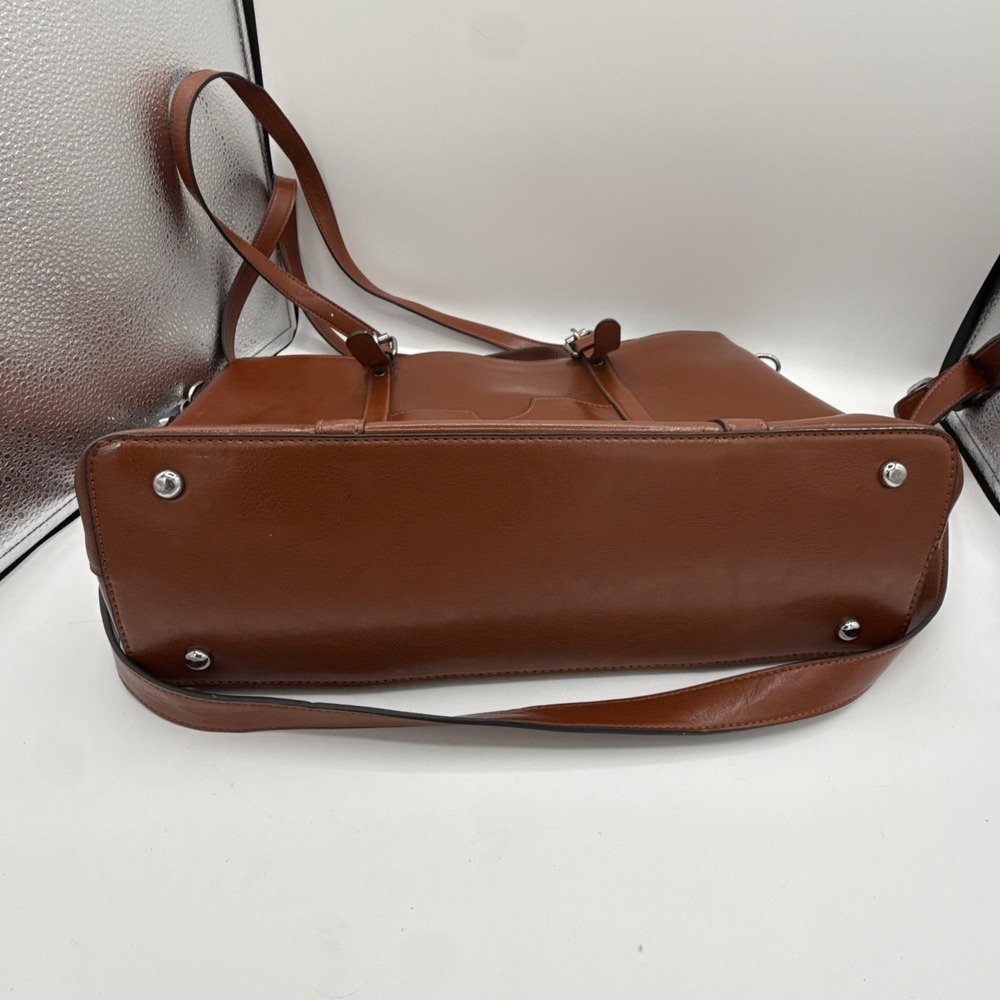 BOSTANTEN Brown Leather Briefcase Shoulder Bag 17" Laptop Case - Picture 5 of 14